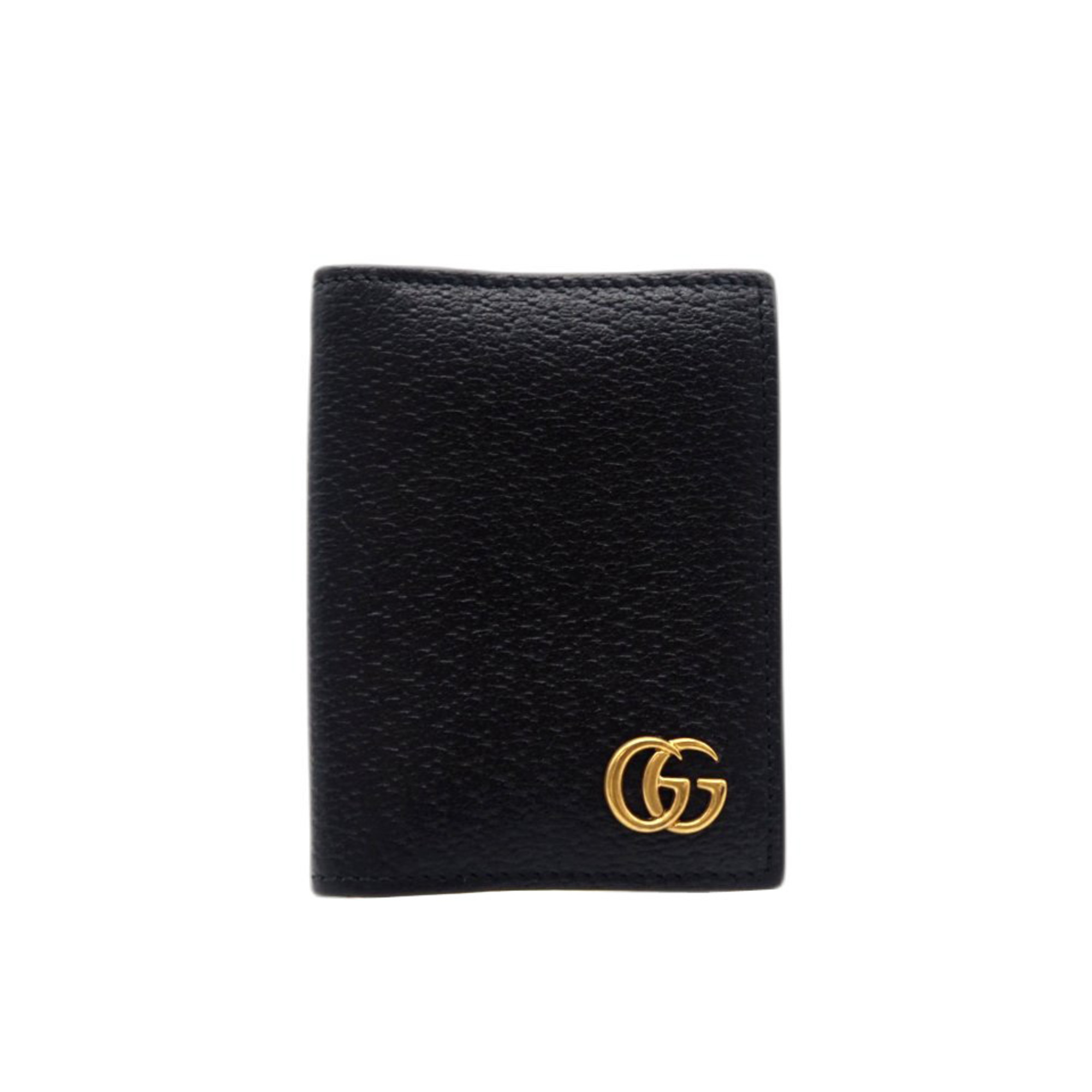 Gucci Double G Leather Card Case 428737, Black Leather, Men's